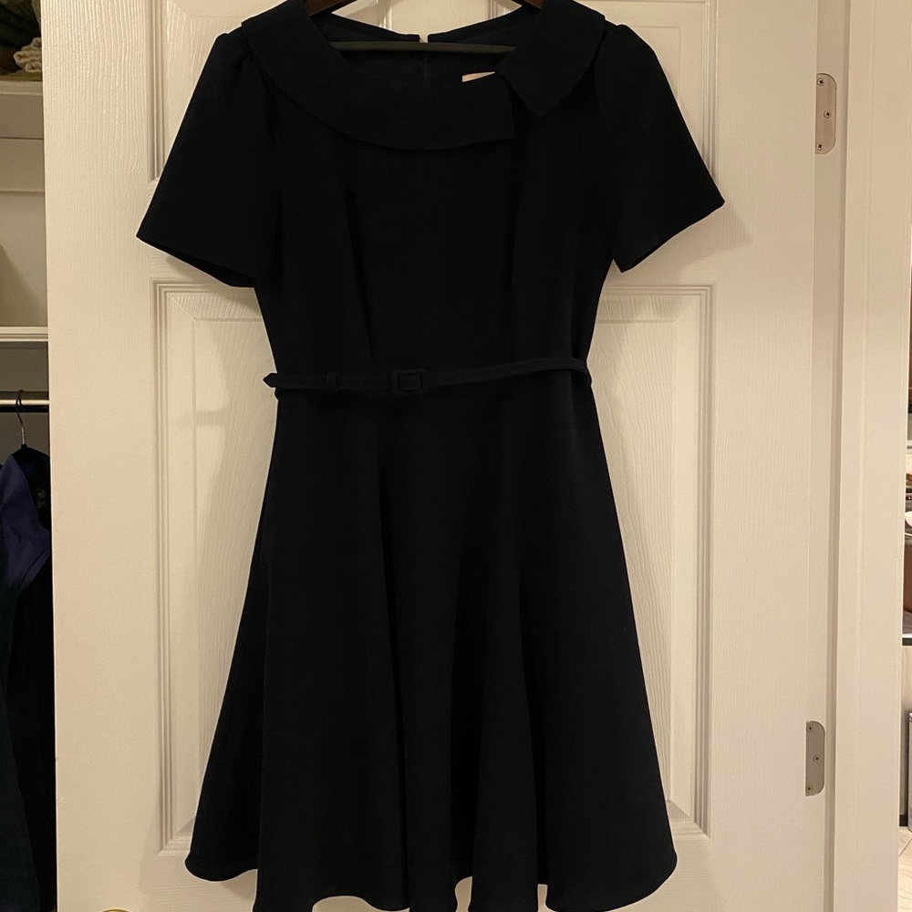Gal Meets Glam Fit and Flare Navy Dress w/ Belt